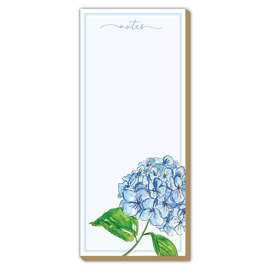 Handpainted Single Blue Hydrangea Notes Luxe Skinny Pad -RosanneBeck Collections