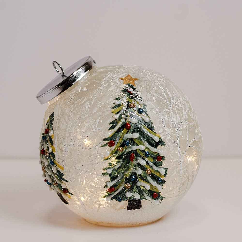 Christmas Trees Ornament Crackle Glass LED Holiday Lights