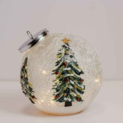 Christmas Trees Ornament Crackle Glass LED Holiday Lights