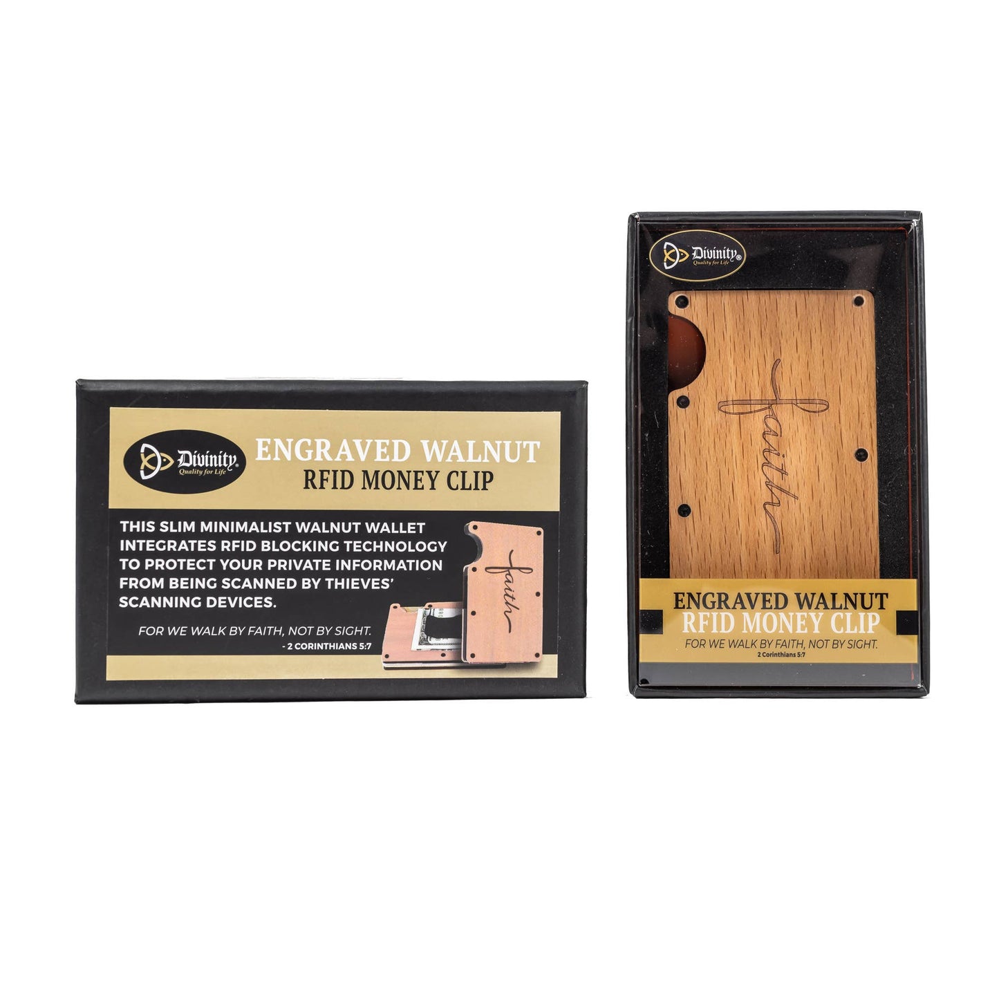 Divinity Boutique - Engraved Hardwood RFID Money Clip-Faith