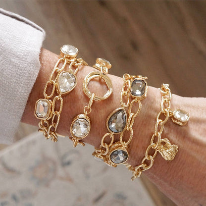 Statement Chain Bracelets with Reflective Crystals