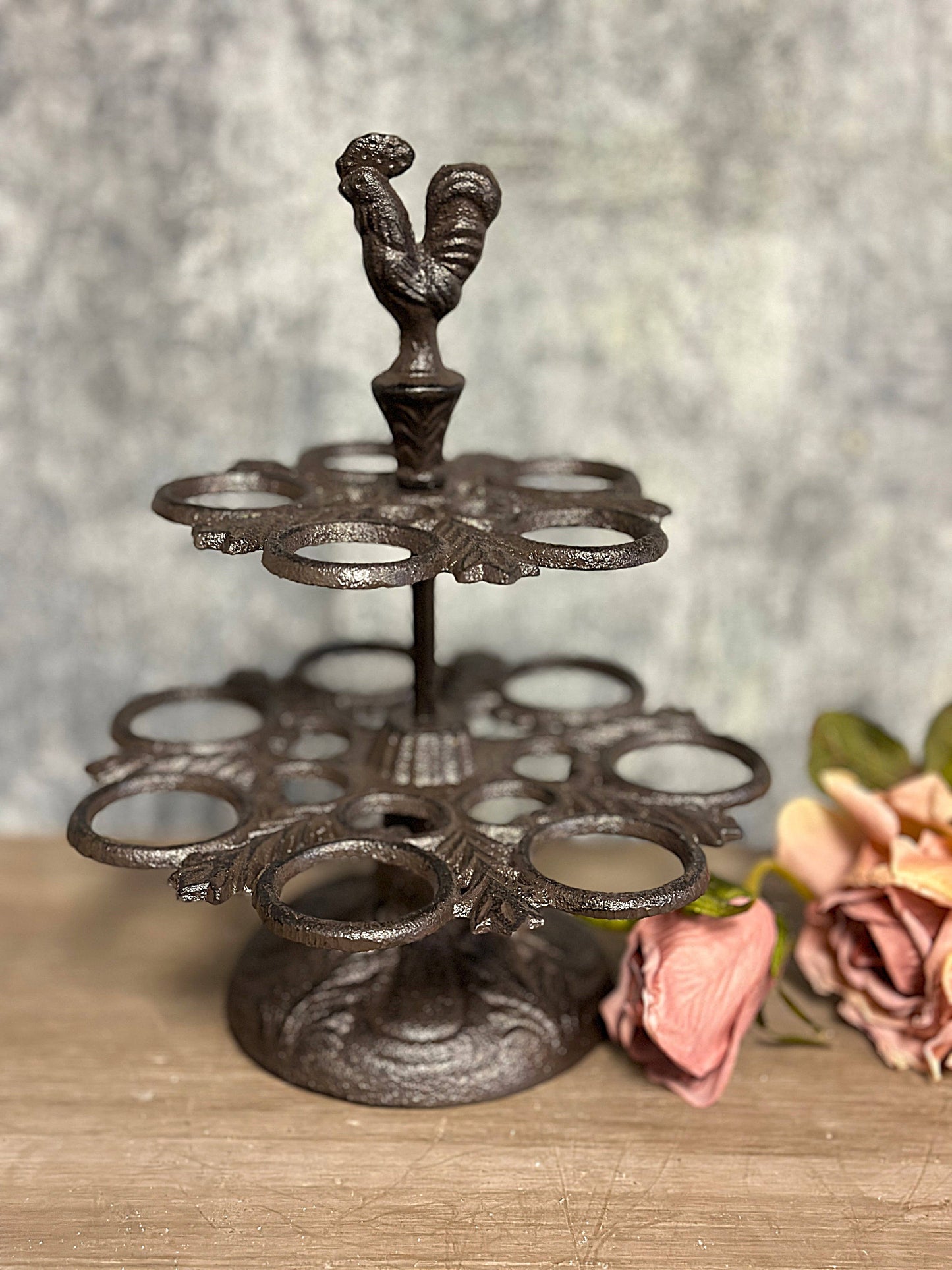 Vagabond Vintage - Cast Iron 2 Tier Ornate Egg Holder
