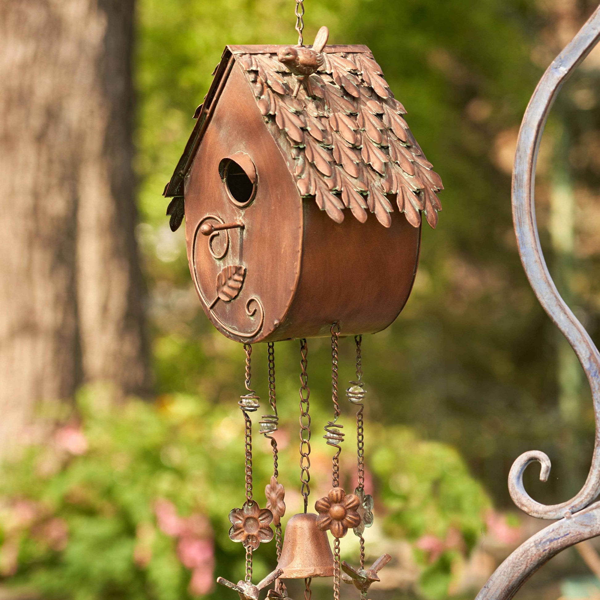 Antique Copper Hanging Birdhouse Wind Chime -4 Style Options: Farm House