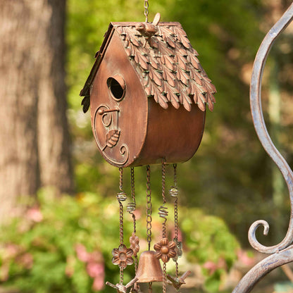 Antique Copper Hanging Birdhouse Wind Chime -4 Style Options: Farm House