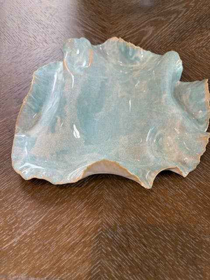 Undulating Seafoam Tide Handmade Ceramic Sculptural Tray