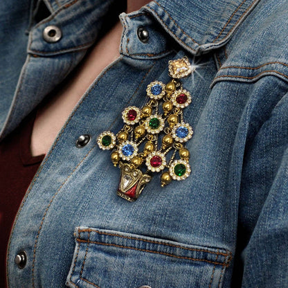 Joyería Sweet Romance - Broche retro de árbol de Navidad de los años 40 P239