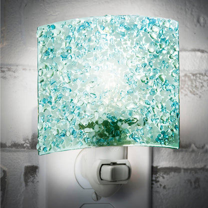 Blue-Green Fused Stained Glass Night Light J Devlin