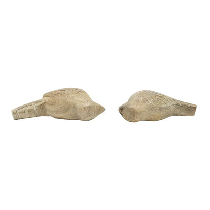 Vennie Wood Carved Decorative Bird Figures, Set Of 2