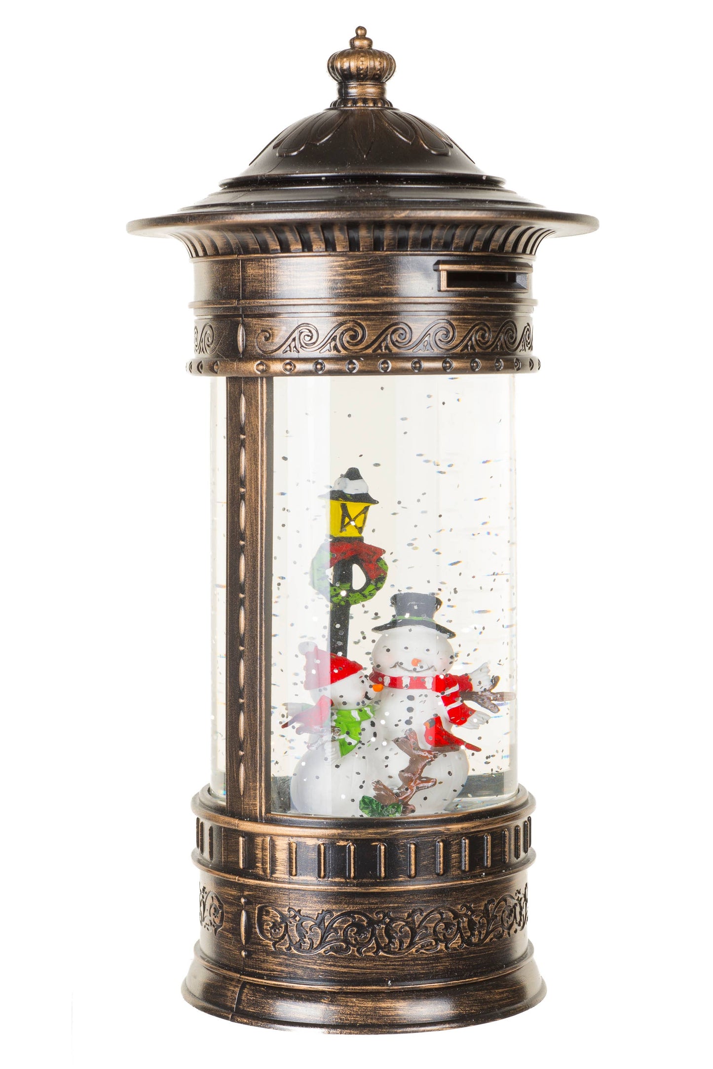 Bronze Snowman's Lamp Post Snow Globe