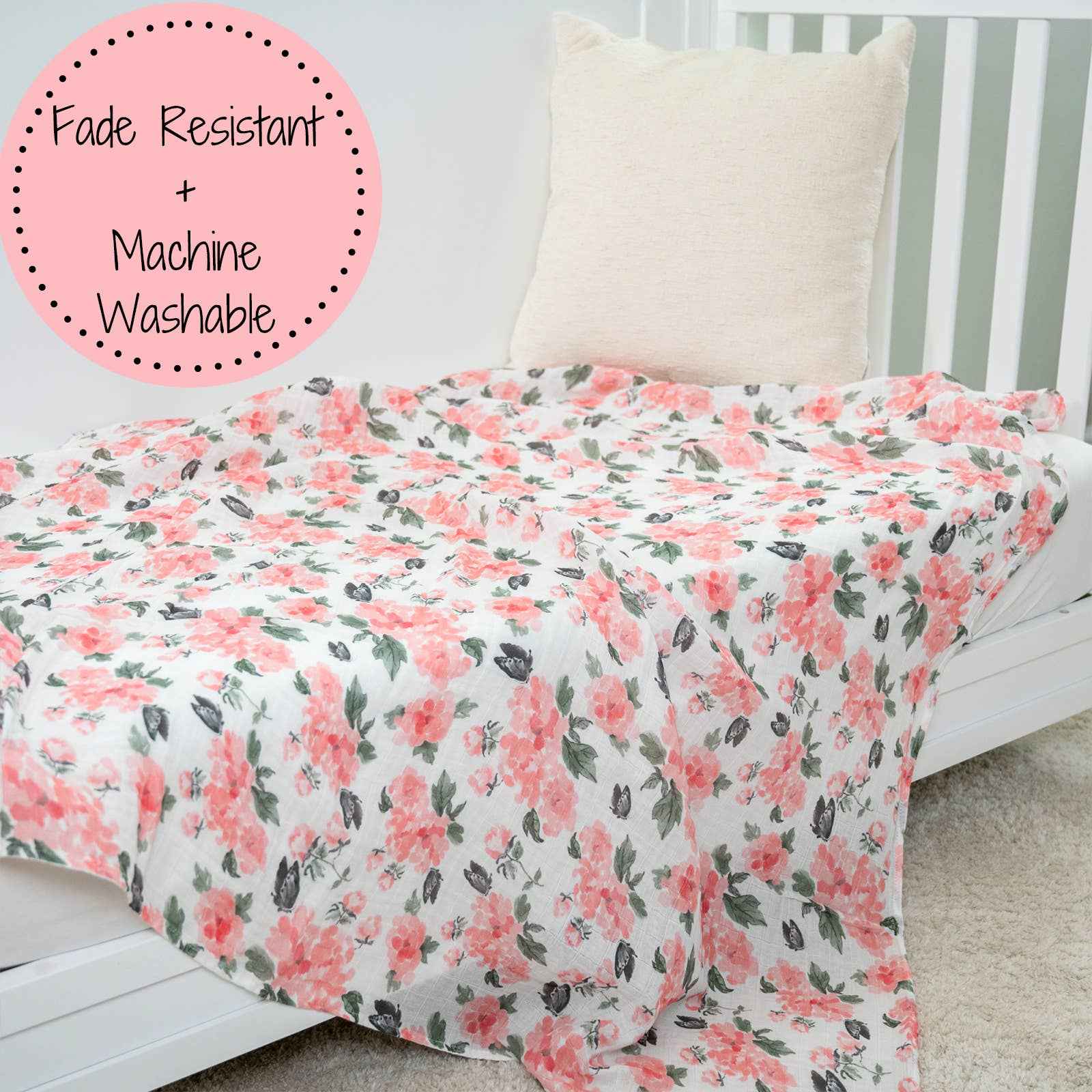 LollyBanks - Pretty in Peony Baby Muslin Swaddle Blanket