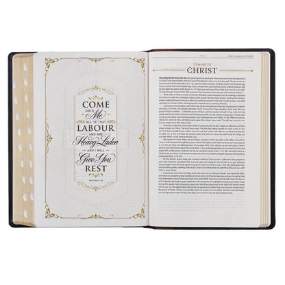 KJV Study Bible LP Full-grain Leather, Black/Burgundy