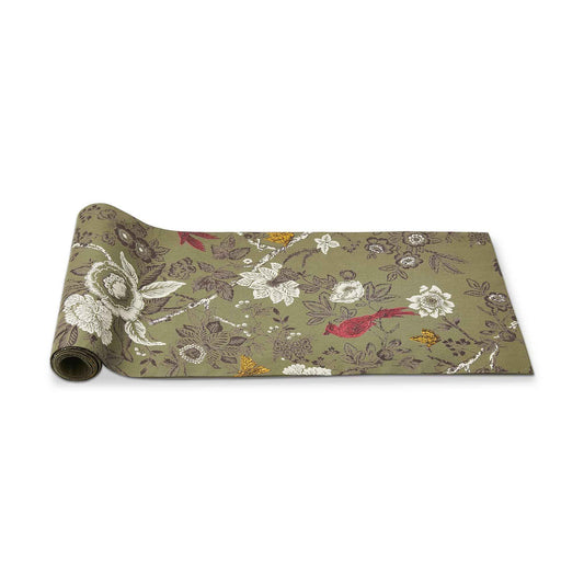 Autumn Toile Runner Green Multi Cotton Fall
