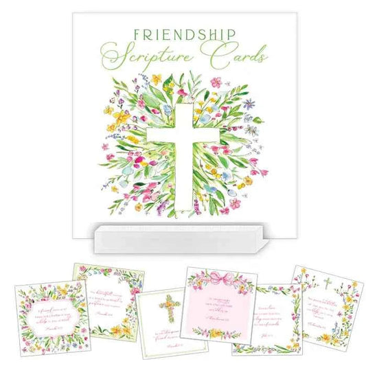 Friendship Spring Flowers Scripture Cards with Acrylic Block