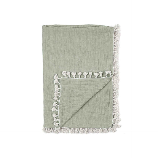 Crane Baby - 6 Layer Muslin Blanket Fern