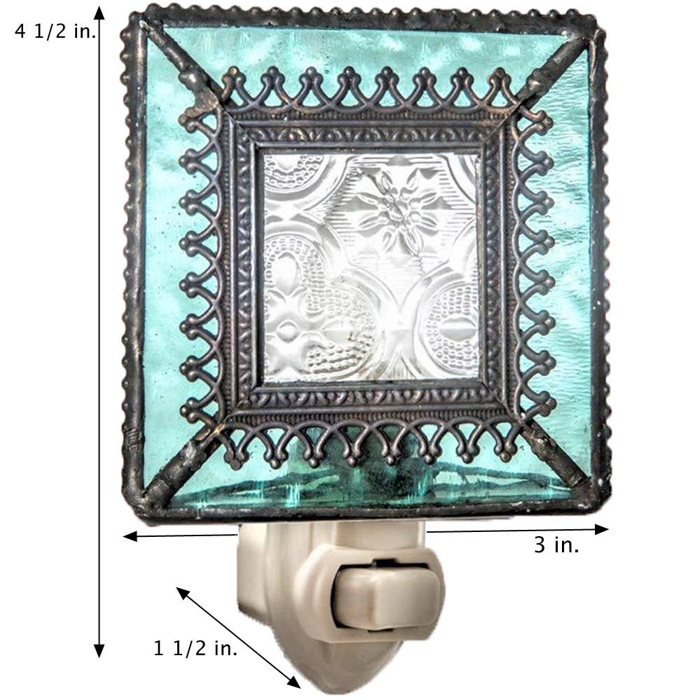 Turquoise Blue Stained Glass Decorative Night Light