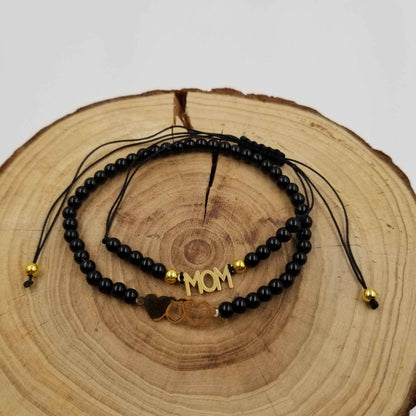 Natural Stone Mother's Day Bracelet Set with Card