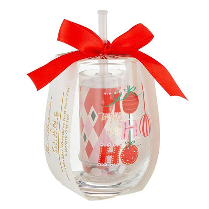 Wineglass & Pop Gift Set Ho Ho Ho