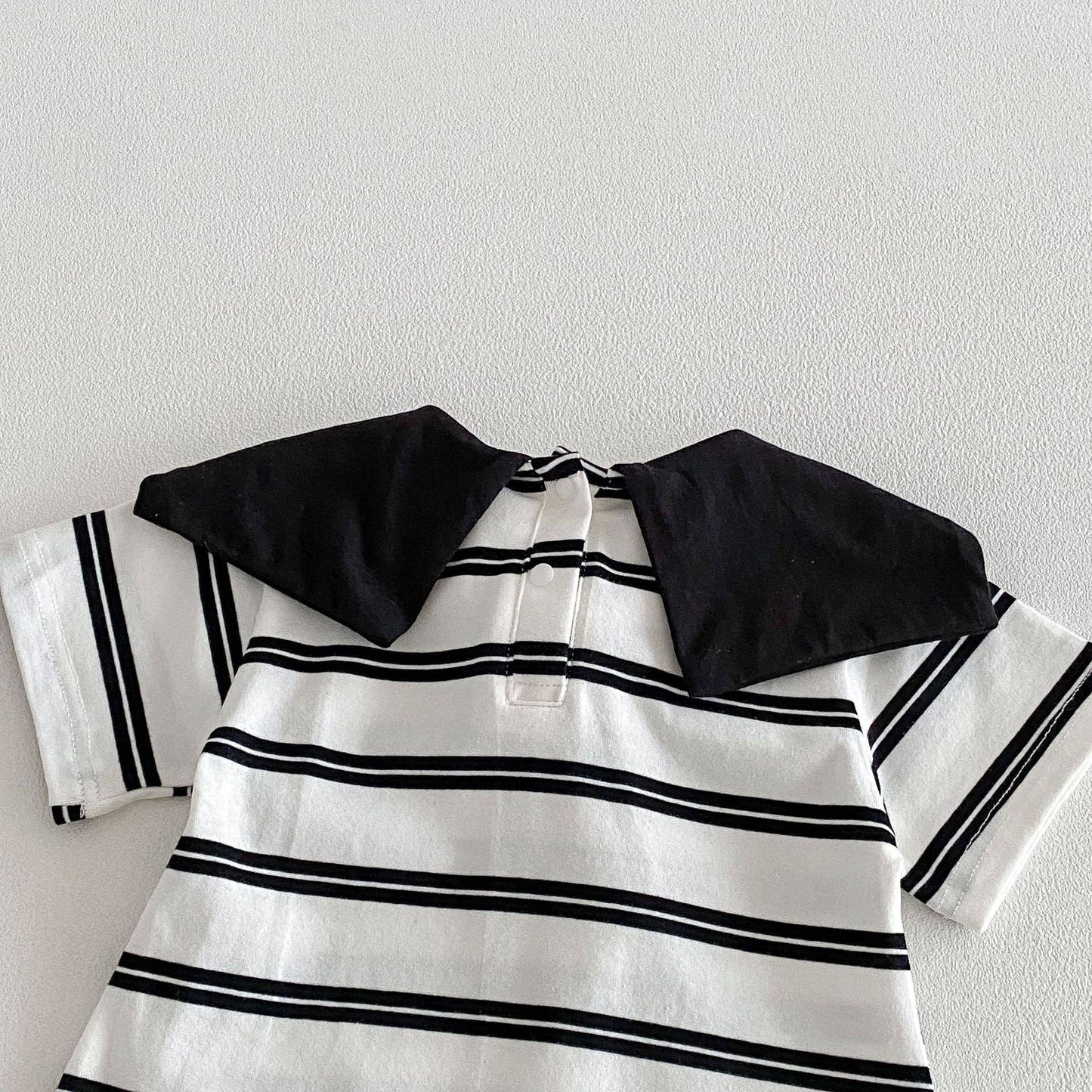 Baby Short Sleeve Striped Panda Romper