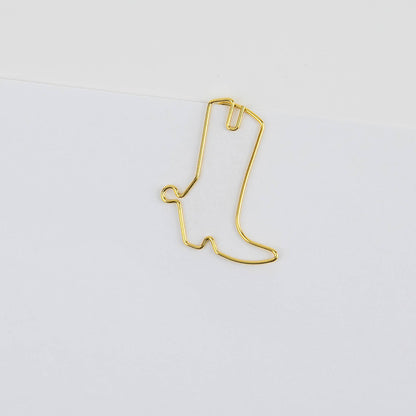 Bota de vaquero - Clips de papel chapados en oro únicos - Paquete de 25