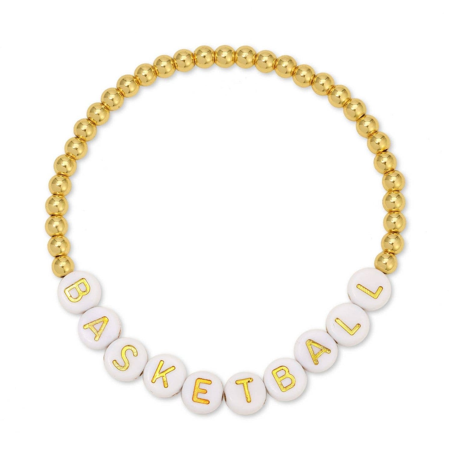 Espléndida pulsera de cuentas con diseño de baloncesto y flor de lis.