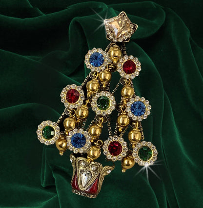 Joyería Sweet Romance - Broche retro de árbol de Navidad de los años 40 P239