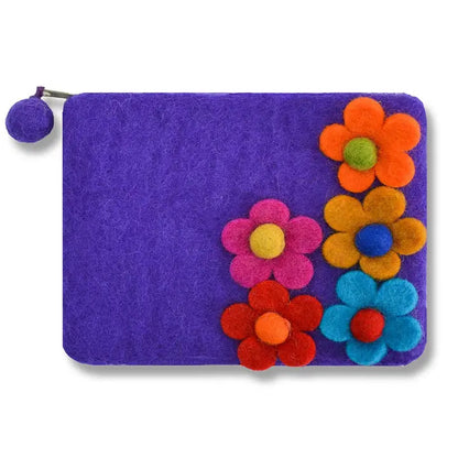 Five Side Flower Zip Coin Purses -Assorted