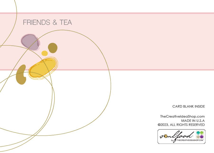 TEA GREETING Card w. REAL TEA BAG - Friends and a cup of Tea