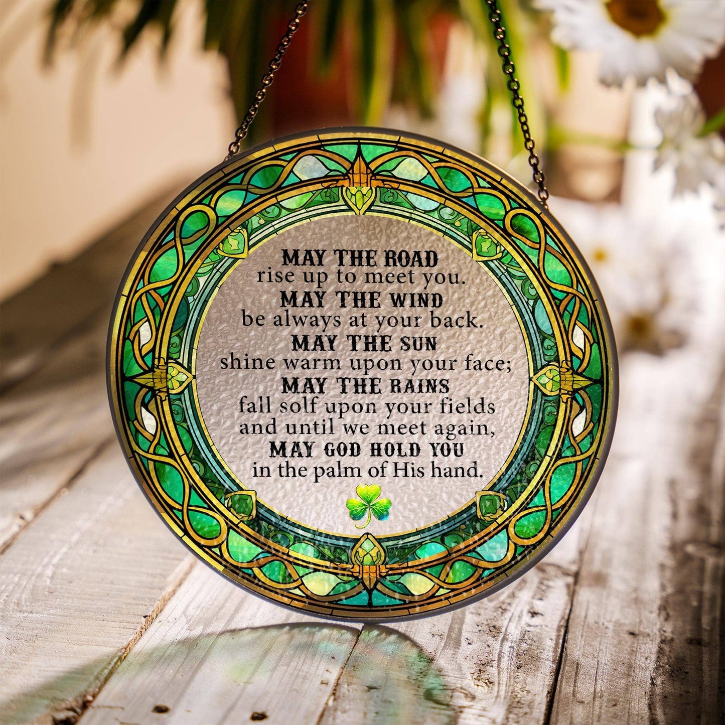 Irish Blessing Stained Glass Suncatcher, Gift for Home