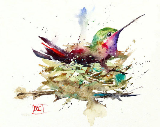 5 x 7" Greeting Card  'HUMMINGBIRD IN NEST'