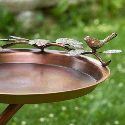 Shallow Birdbath on Branch Stand- 2 Color Options: Antique Copper