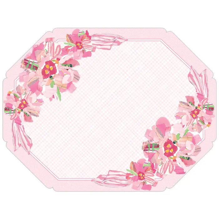 Pink Poppy Floral Corners Posh Die-Cut Placemat