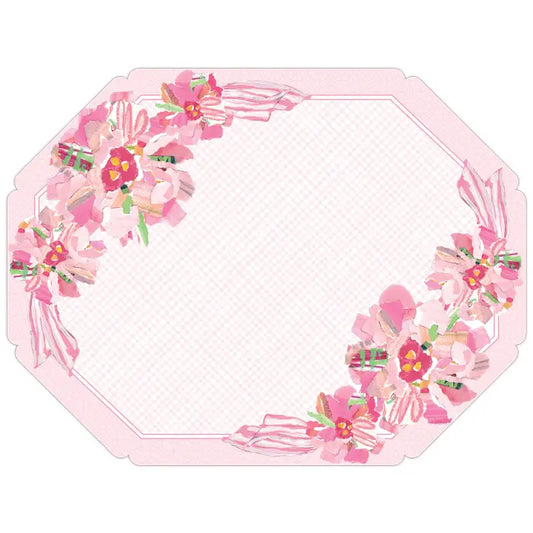 Pink Poppy Floral Corners Posh Die-Cut Placemat