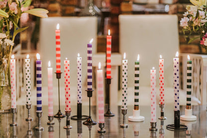 Green Dots & Stripes Tapers - Gift Box of 4