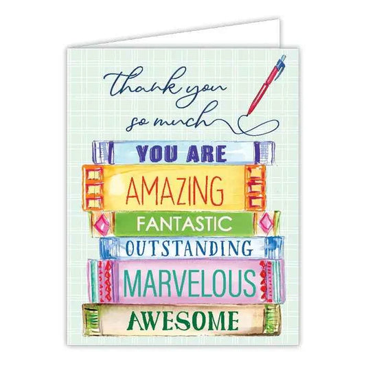 Thank You So Much Book Stack Greeting Card