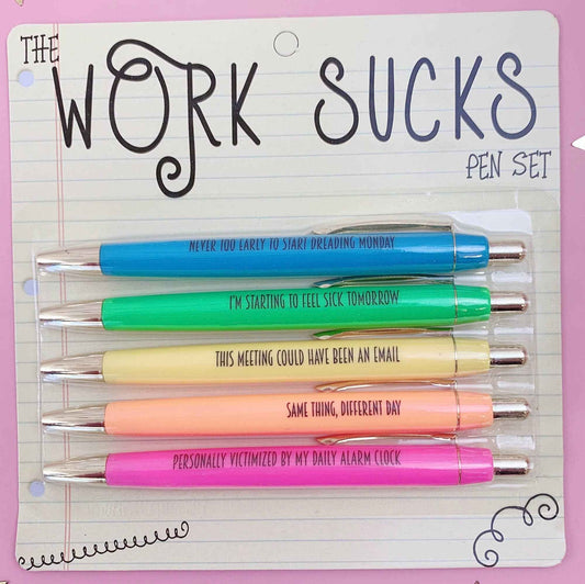FUN CLUB - Work Sucks Pen Set (funny, relatable, gifts, mothers day)