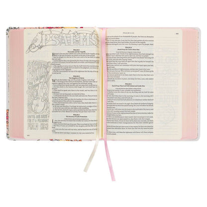 KJV My Creative Bible Faux Leather, White Floral Printed