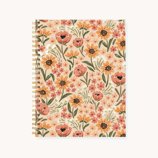 Elyse Breanne Design - Sunny Poppies 7x9 Hardcover Spiral Notebook