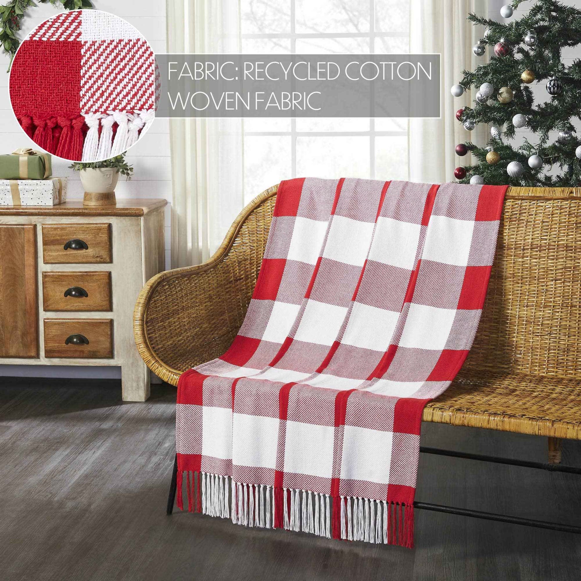 Annie Red Check Woven Throw 50x60