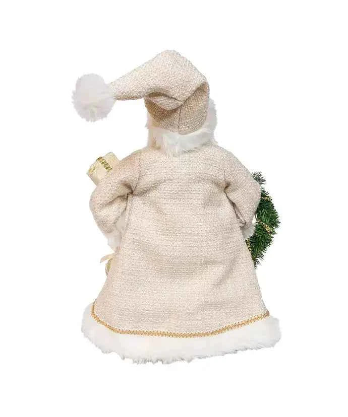 18" K.Klaus Cream Santa W/Gift+Wreath