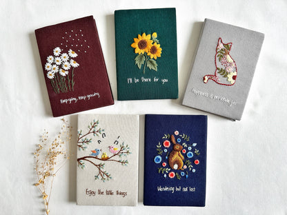 Handmade Journal with Cute Embroidery & Inspirational Quote, Collection Rory
