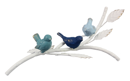 Metal Tabletop Birds on White Branch Decor