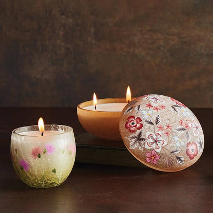 Hand Painted Floral Candle