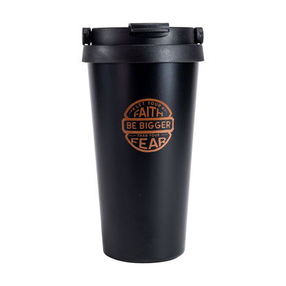 Divinity Boutique - Travel Mug - Faith Bigger Than Fear - Copper Ink/Black Mug