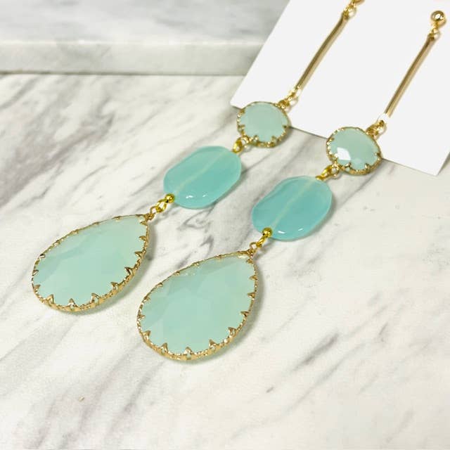 Anita K By Blushing Pink - Green Chalcedony Shoulder Duster Earring