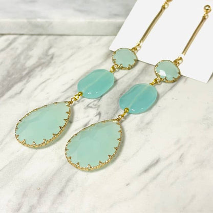 Anita K By Blushing Pink - Green Chalcedony Shoulder Duster Earring