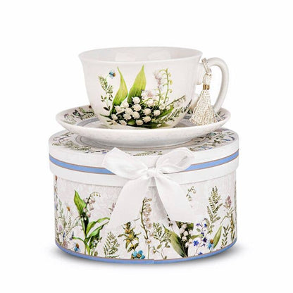 Lily Porcelain Tea/Coffee Cup and Saucer in Gift Box