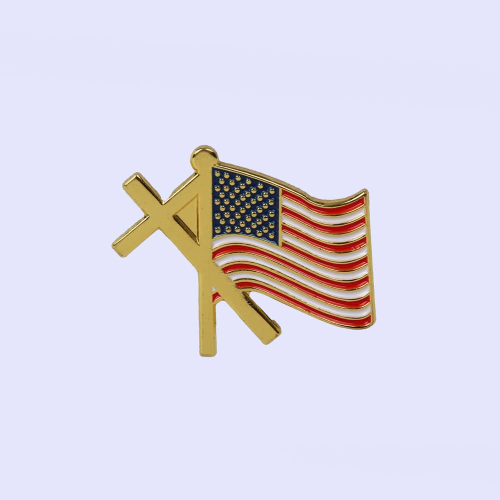 Swanson Christian Products - Lapel Pin Cross and Flag PK3