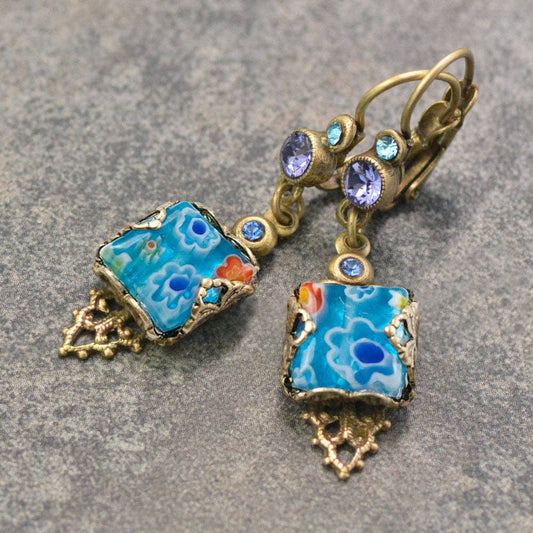 Millefiori Vintage Square Earrings