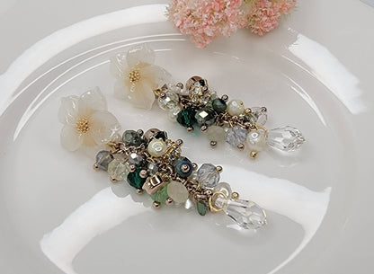 Handmade Dangle Earrings-WHITE FLOWER