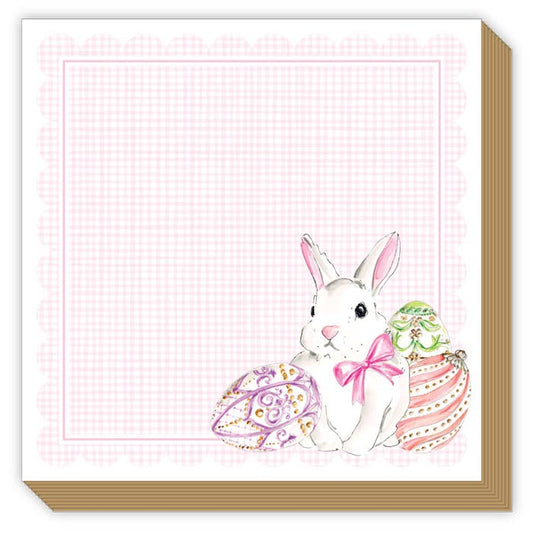 Bunny with Pink Bow and Fabergé Eggs Luxe Notepad -RosanneBeck Collections